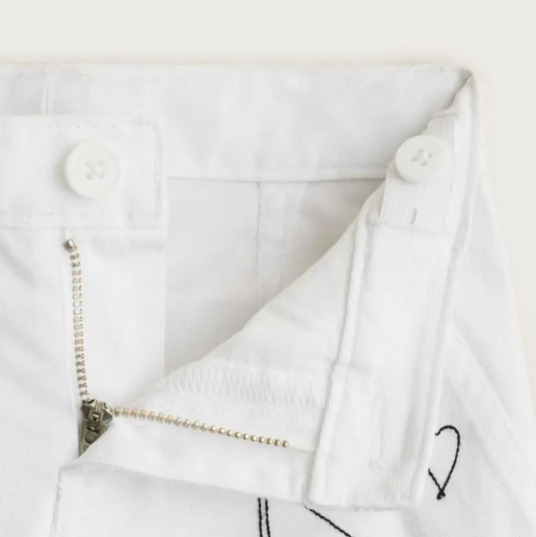 Girls' embroidered chino short