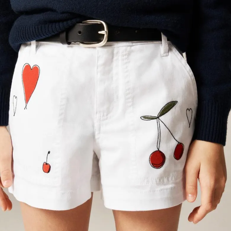 Girls' embroidered chino short