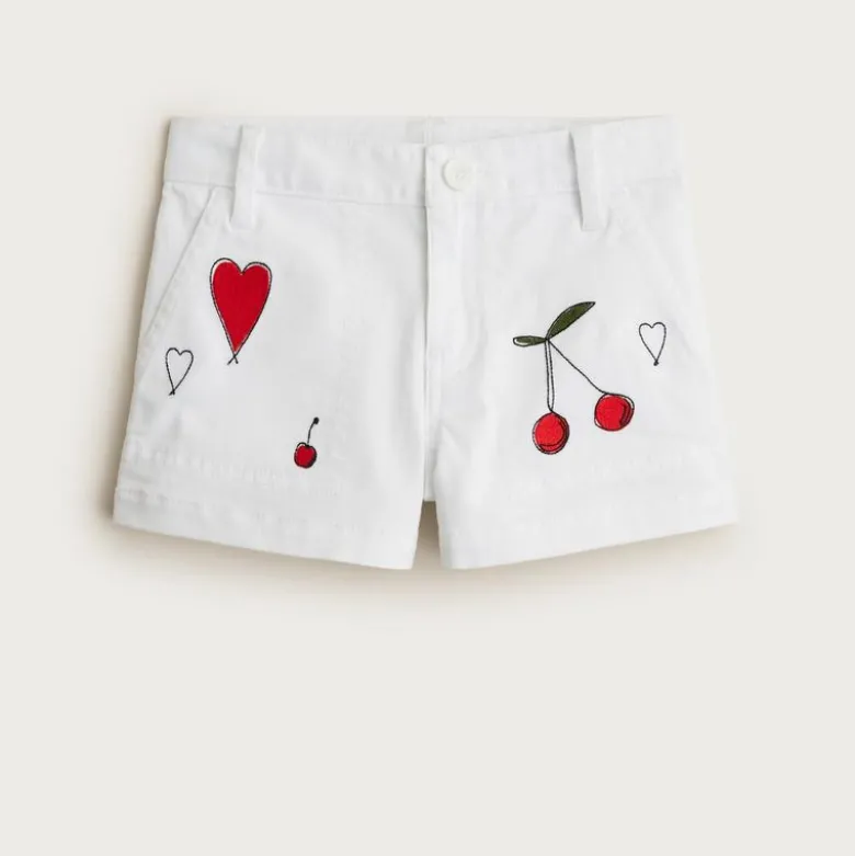 Girls' embroidered chino short