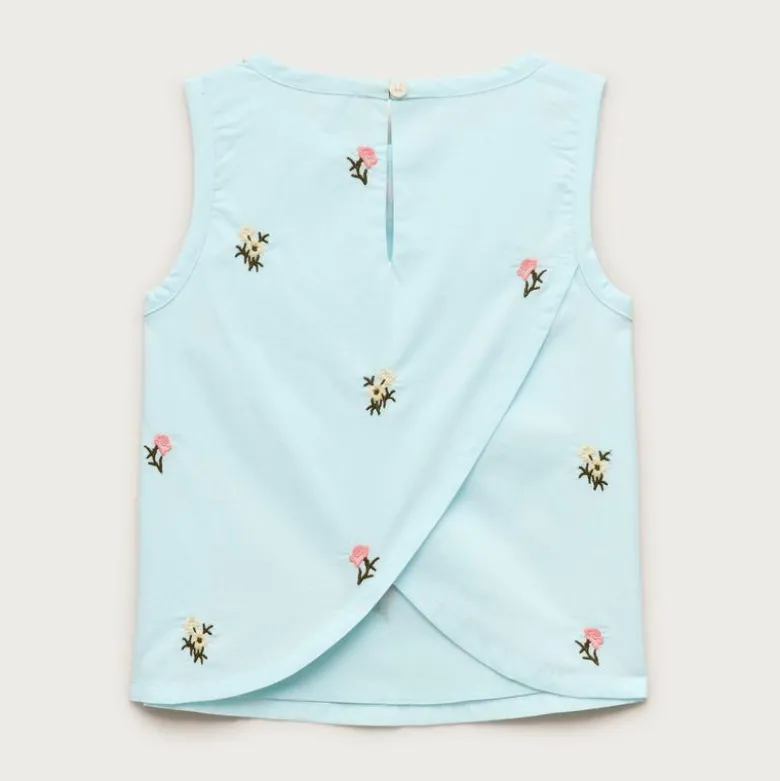 Girls' embroidered cross-back shell top