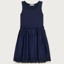 Girls' eyelet-trim mixy dress