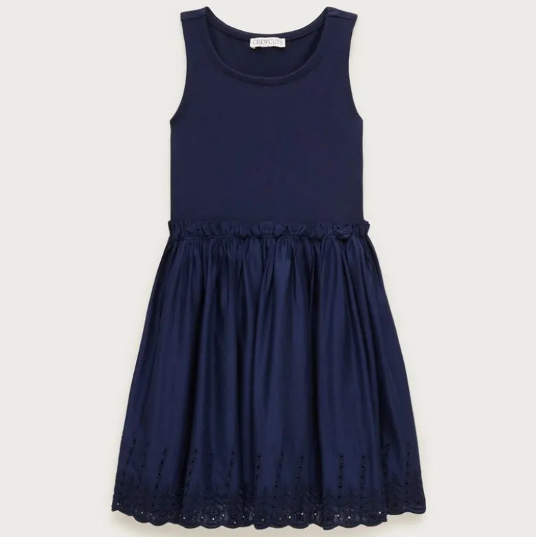 Girls' eyelet-trim mixy dress