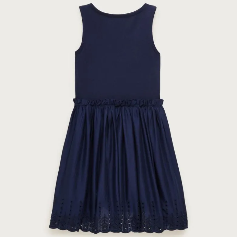 Girls' eyelet-trim mixy dress