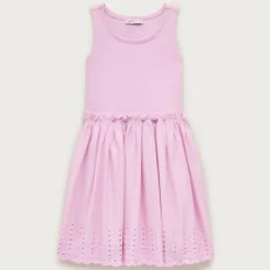 Girls' eyelet-trim mixy dress