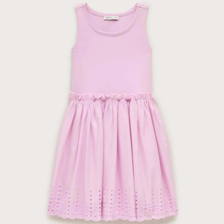 Girls' eyelet-trim mixy dress