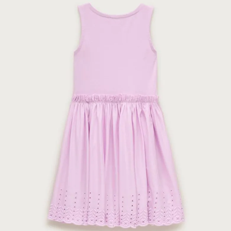 Girls' eyelet-trim mixy dress