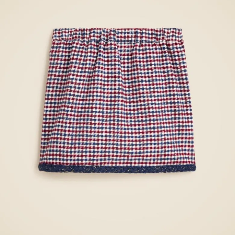 Girls' faux-wrap skirt in houndstooth