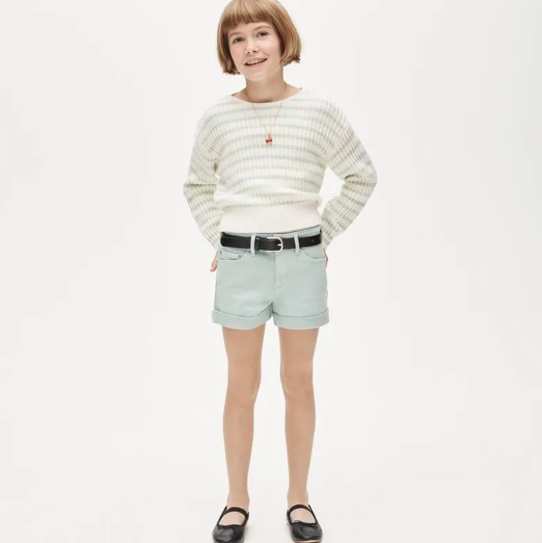 Girls' garment-dyed stretch denim short
