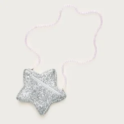 Girls' glitter star bag with beaded strap