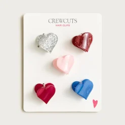 Girls' heart hair clips five-pack