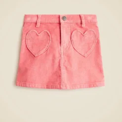 Girls' heart-pocket corduroy skirt