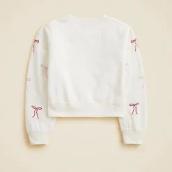 Girls' hotfix bow crewneck sweatshirt in terry