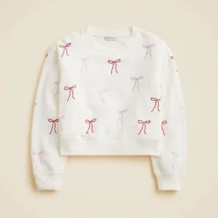 Girls' hotfix bow crewneck sweatshirt in terry