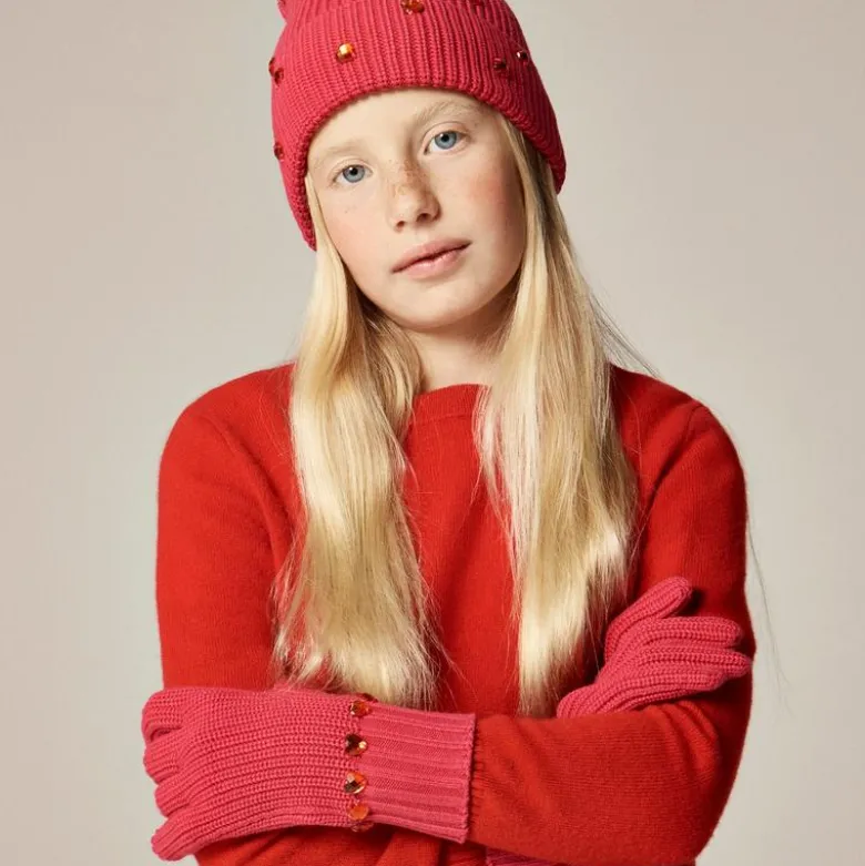 Girls' jewel-embellished gloves