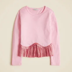 Girls' long-sleeve peplum top in vintage jersey