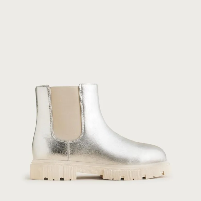 Girls' lug-sole boots in metallic