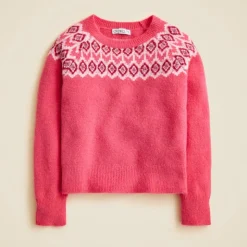 Girls' metallic Fair Isle sweater in Supersoft yarn