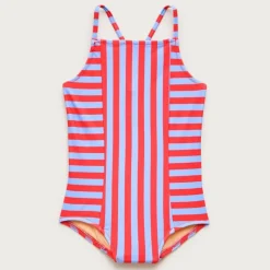 Girls' paneled one-piece swimsuit