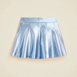 Girls' picture day skirt in faux metallic leather