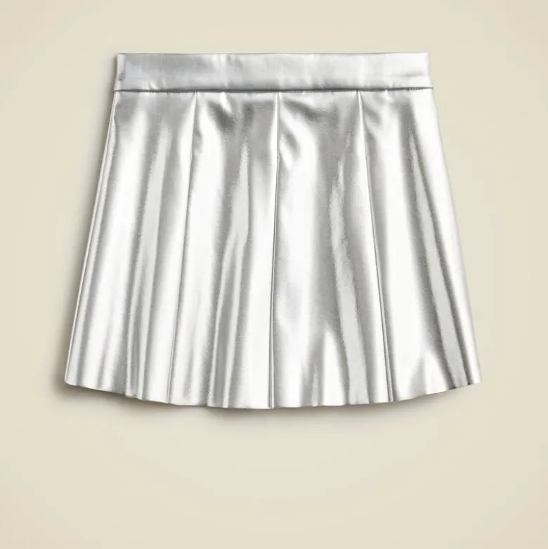 Girls' pleated pull-on skirt in metallic
