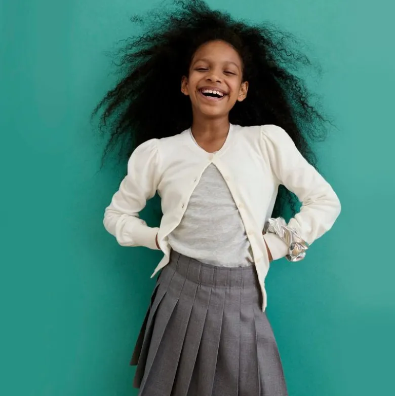 Girls' pleated skirt in twill