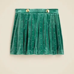 Girls' pleated studded velvet skirt