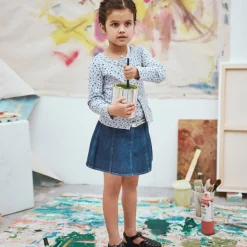 Girls' pointelle-knit cardigan top in floral