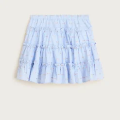 Girls' pull-on tiered skirt with Lurex® metallic threads