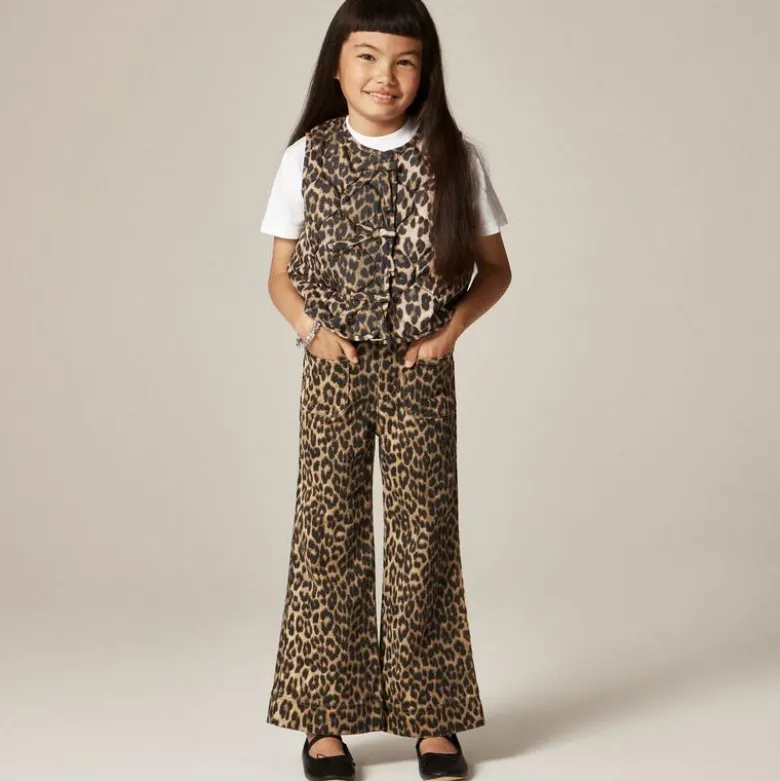 Girls' quilted vest in leopard print with PrimaLoft®
