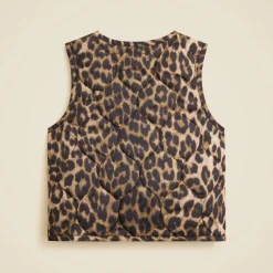 Girls' quilted vest in leopard print with PrimaLoft®