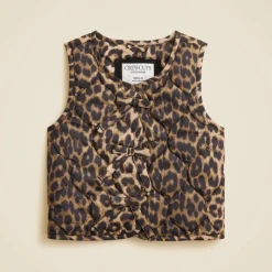Girls' quilted vest in leopard print with PrimaLoft®