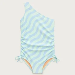 Girls' ruched one-shoulder one-piece swimsuit