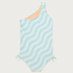 Girls' ruched one-shoulder one-piece swimsuit