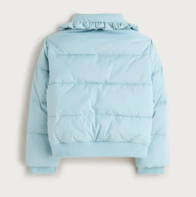 Girls' ruffle-collar puffer jacket with PrimaLoft®