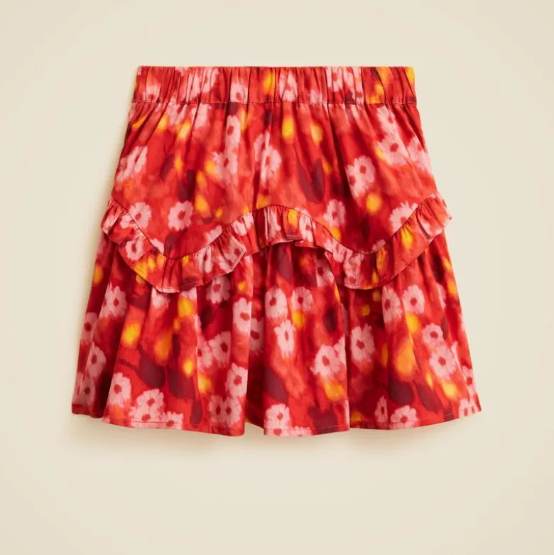 Girls' ruffle-tier skirt in daisy print