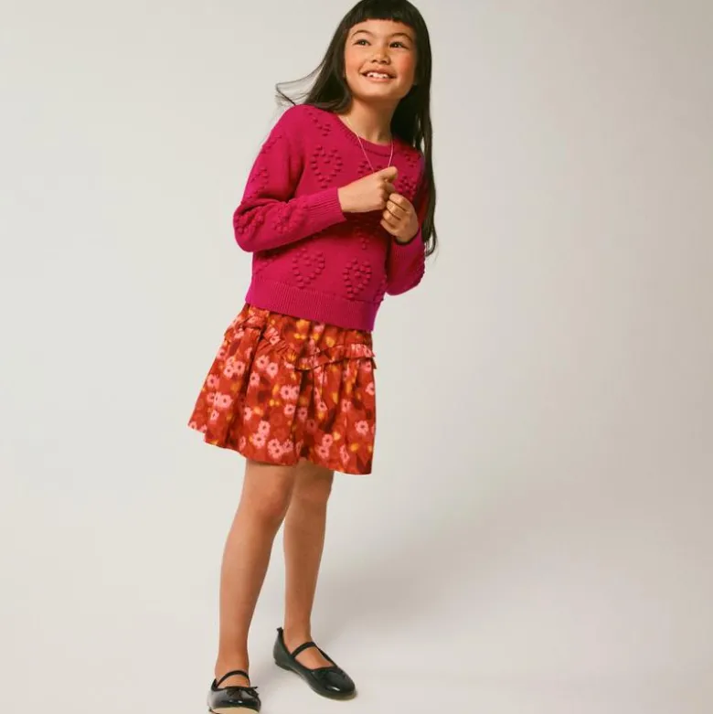 Girls' ruffle-tier skirt in daisy print
