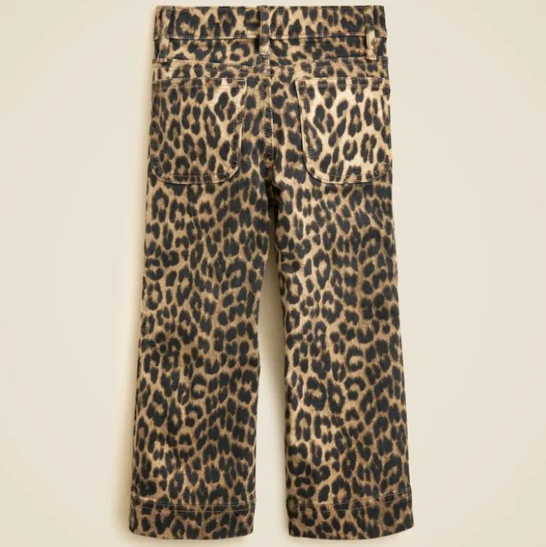 Girls' sailor denim trouser in leopard print