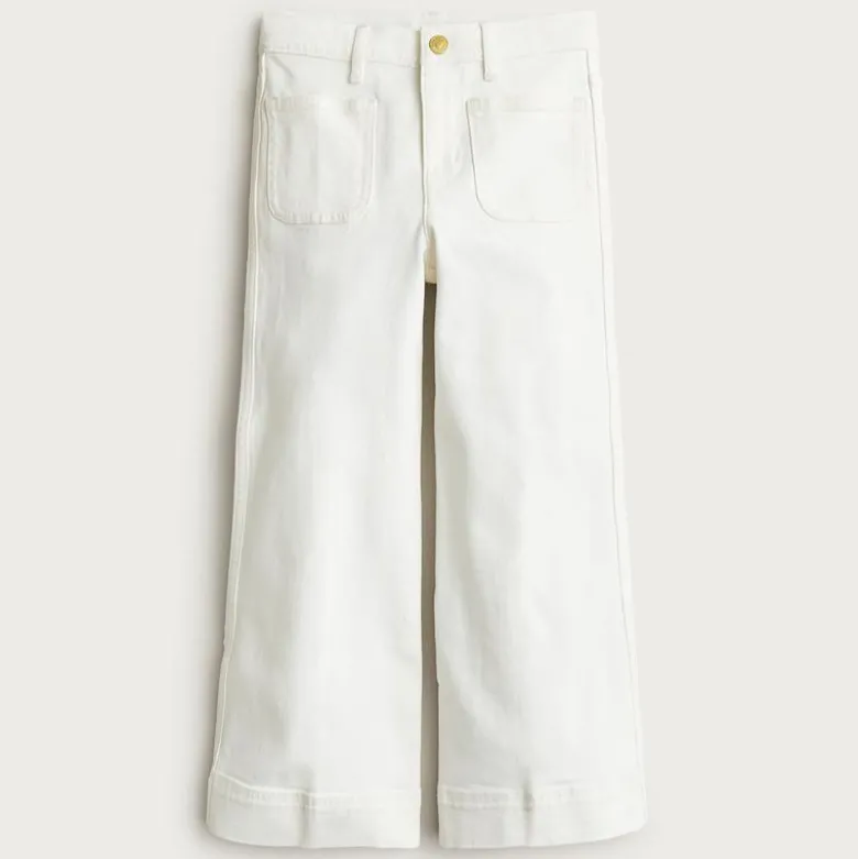Girls' Sailor stretch denim trouser in white