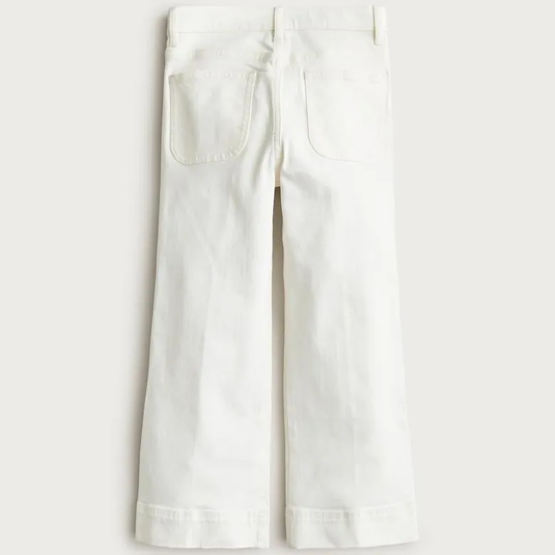 Girls' Sailor stretch denim trouser in white