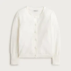 Girls' scalloped lightweight cotton cardigan