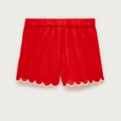 Girls' scallop-trim short in linen blend