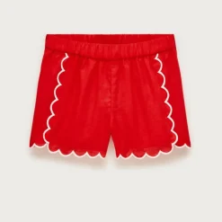 Girls' scallop-trim short in linen blend