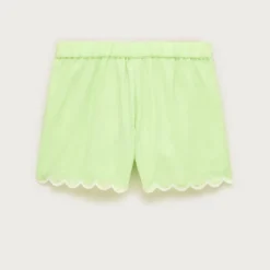 Girls' scallop-trim short in linen blend