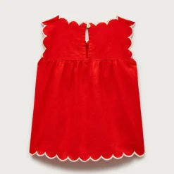 Girls' scallop-trim top in linen blend