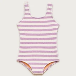 Girls' scrunchie scoopneck one-piece swimsuit in stripe