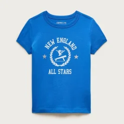 Girls' short-sleeve "All star gymnastics" graphic T-shirt with metallic foil