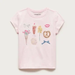 Girls' short-sleeve treasures graphic T-shirt with sequins
