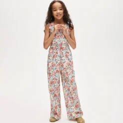 Girls' smocked jumpsuit in painted floral