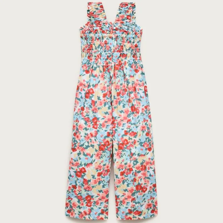 Girls' smocked jumpsuit in painted floral