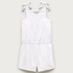 Girls' smocked romper in towel terry
